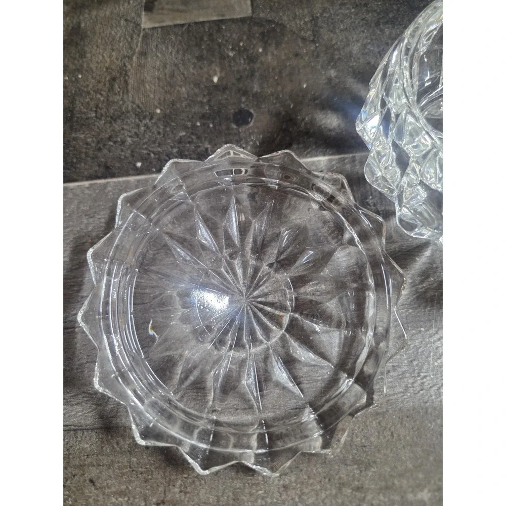 Diamond Powder Dish Crystal Depression Glass Jeannette Windsor Art Decor 4